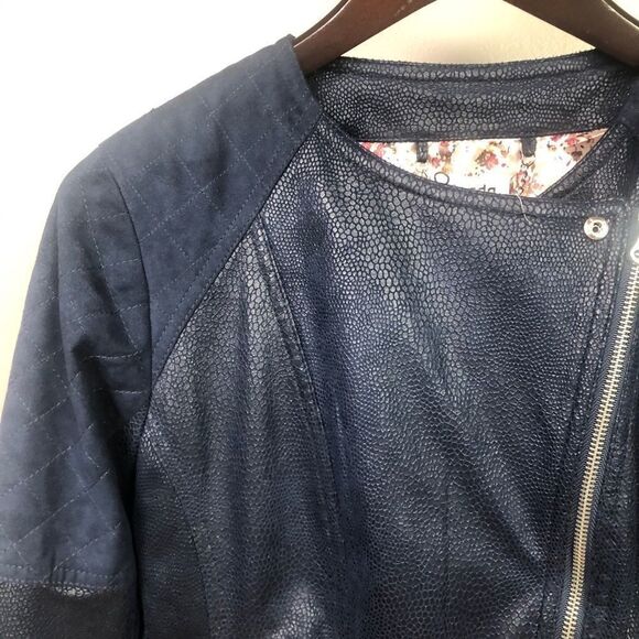 Freda (UK Boutique) Blue Biker Moto Jacket Size 12 - Picture 7 of 11